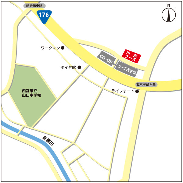 川京フーズ近隣詳細マップ